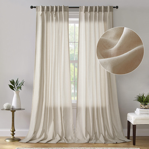 Rideau en polyester DaiRui, léger, à languettes arrière, effet gaze drapée, aspect lin, pour salon (vente en gros) - Product Image 2