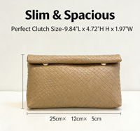 Tas Clutch Kulit PU Merah Anyaman Desainer Mewah untuk Wanita, Tas Tangan Lipat Logo Kustom untuk Acara Malam, Dompet Amplop Trendi