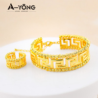 Bracelet jonc ajouré élégant et simple Ayong, ensemble de bijoux en or 24 carats