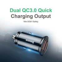 Baseus circulaire métal A + C 30W PPS chargeur de voiture PD charge rapide intérieur de voiture allume-cigare chargeur de prise