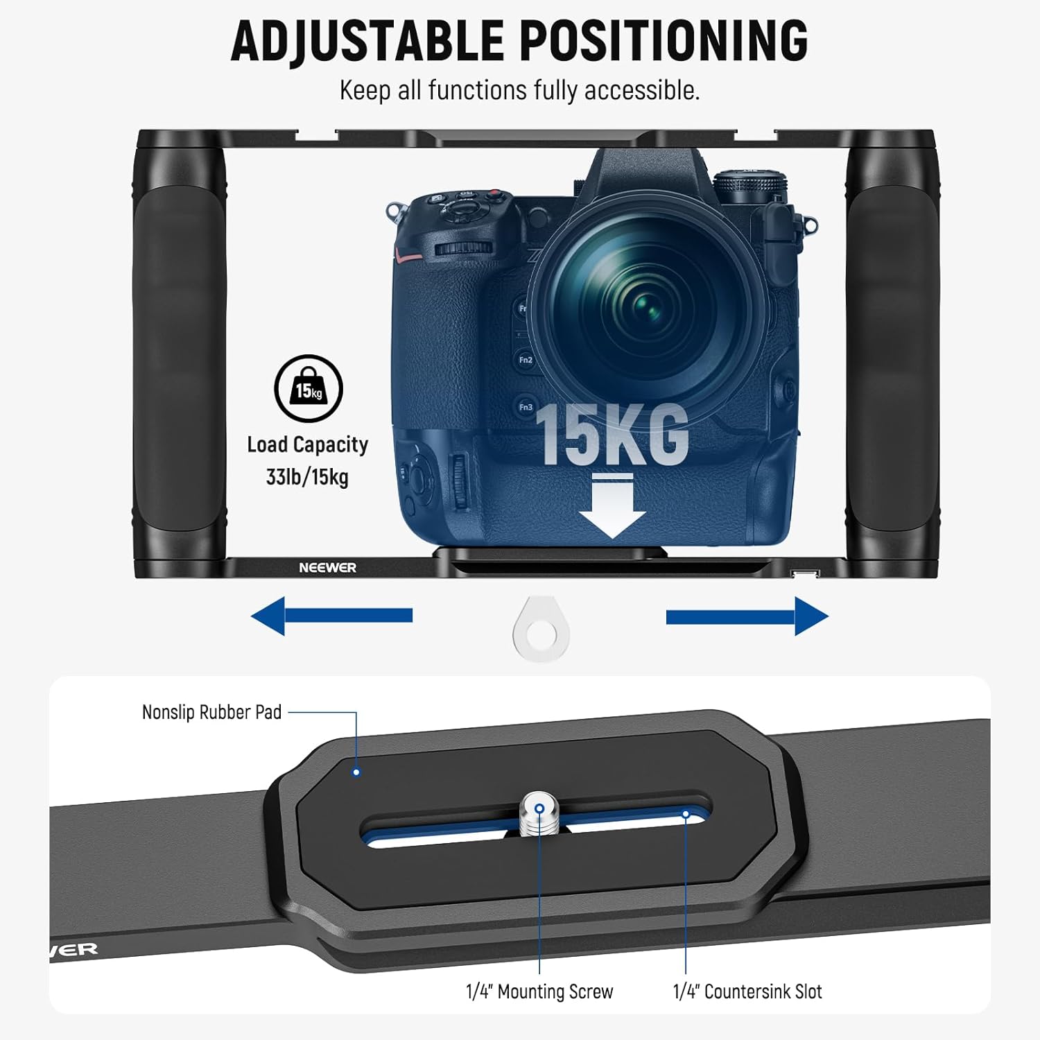 Piastra Superiore In Lega Di Alluminio Per Sony FX3 FX30 - Gabbia Per Monitor Con Fori 1/4 E 3/8 - Accessorio Fotografico - 4