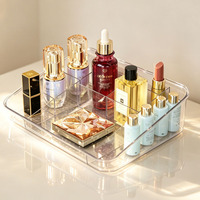 Organisateur de cosmétiques en plastique pour bureau, grande capacité, support transparent pour poudres, crayons à sourcils, boîte de rangement de maquillage de luxe