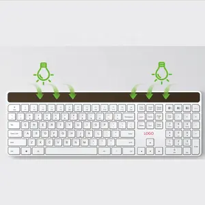 Ergonomic slim computer Aluminum Alloy multi-paired 100% solar custom tastatur bluetooth magic wireless keyboard For Desktop