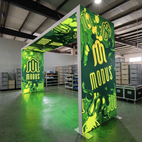 Système de stand d'exposition Flexi Lightbox personnalisé de type arche 20x10 pieds avec cadre en aluminium et affichage en tissu LED par sublimation