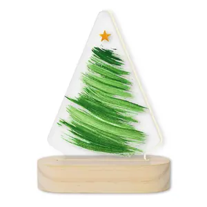 Customized Shaped Wooden Christmas Decoration Lighted Tabletop Ornament