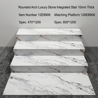 Carreaux de marche d'escalier en céramique à texture imitation pierre luxueuse 1200x470mm Bords incurvés Antidérapants Mur intérieur Supermarché