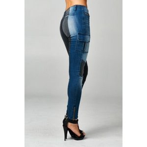TD กางเกงยีนส์สกินนี่ทูโทนผู้หญิงสไตล์สวย - Product Image 4