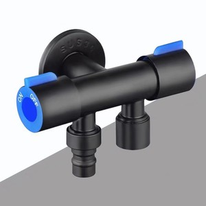 Ensemble de bidet Bingtao noir en acier inoxydable 304, robinet d'angle, distributeur à une entrée et deux sorties, pulvérisateur de toilette à double poignée avec surpresseur - Product Image 2
