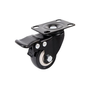 1.5-2 Inch Gold Black <b>Rubber</b> Industrial Casters Outdoor Flat Bottom Directional Swivel Casters <b>Roller</b> Sliding Wheels Brakes 30kg - Product Image 1