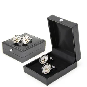 Free sample Wholesale luxury cufflinks ring luxury custom leather cufflink box jewelry packaging