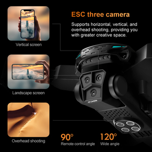 <span class=keywords><strong>Dron</strong></span> KY605S con Tres Cámaras, Evitación de Obstáculos en Cuatro Direcciones, Mantenimiento de Altitud, Flujo Óptico, Zoom 50x, Video 4K, Vuelo Estacionario en Interiores, WiFi 2.4G, APP - Product Image 3