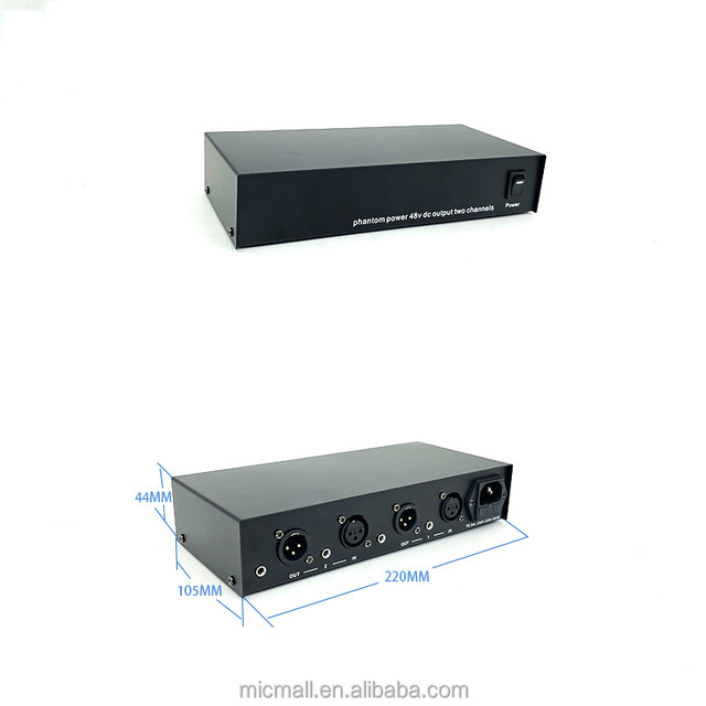 Two in One Out 48V Condenser Microphone Phantom Power Supply for Choir Conference Speech