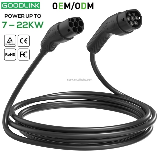 5m Single/Three Phase 16A/32A 7KW/11KW/22KW EV Charging Cable (Type2) to Charging Station for EU Electric Vehicles Charging