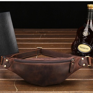2022 New Arrival Full Grain Crazy Horse Leather Wholesale Fanny Pack Waist Bag for Men - Product Image 1