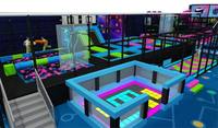 Équipement de terrain de jeu pour enfants sur le thème du ninja, conception personnalisée, terrain de jeu intérieur commercial pour enfants de grande taille avec trampoline