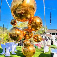 Boule miroir gonflable dorée, grandes boules réfléchissantes brillantes, ballon en PVC, sphère géante violette pour les événements de Noël, les fêtes, les décorations de mariage