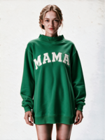 Sweat-shirt à col montant pour femme, longueur allongée, avec logo brodé personnalisé, pull décontracté pour femme