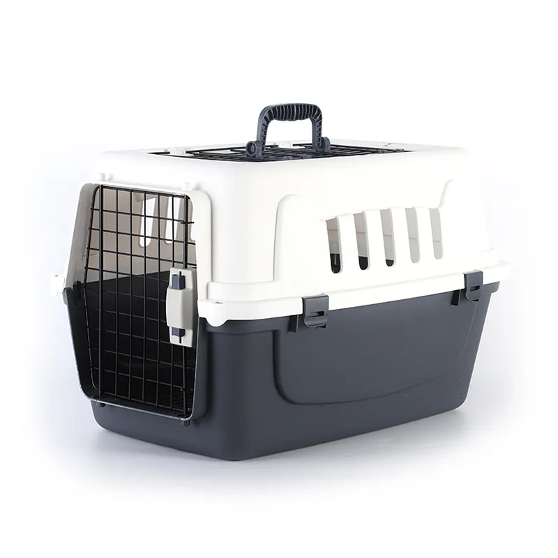 Porta in ferro all'ingrosso della fabbrica air box per animali domestici gabbia per aeroplani portatile superiore durevole trasportino da viaggio per cani all'aperto