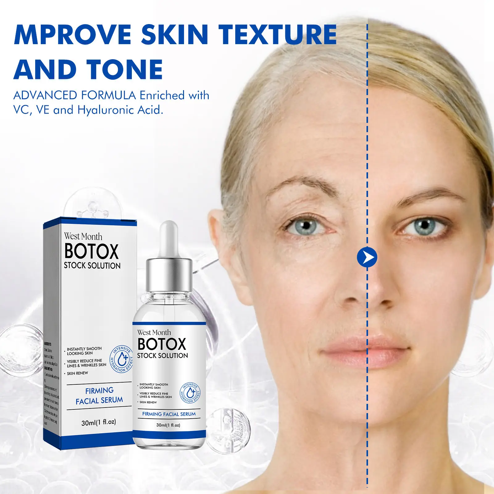 West & Month OEM & ODM botox укрепляющая антивозрастная Сыворотка Органическая лучшая Сыворотка для лица увлажняющая Активная сыворотка для лица