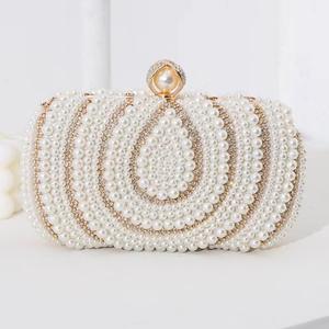 Wholesale Luxury Women Retro Party Dinner <b>Clutches</b> Handmade Rhinestone Faux <b>Pearl</b> Beaded Evening <b>Bag</b> - Product Image 2