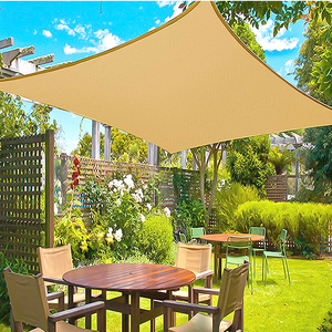 Toldo de HDPE <span class=keywords><strong>para</strong></span> Jardín, <span class=keywords><strong>Terraza</strong></span>, Patio, Playa, Verano, Color Beige, Oferta de Verano y Otoño, 4x4m, Protección Solar <span class=keywords><strong>para</strong></span> Coche - Product Image 3