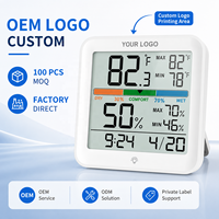 Thermomètre hygromètre numérique d'intérieur OEM avec indicateur de confort, horloge et rétroéclairage tactile
