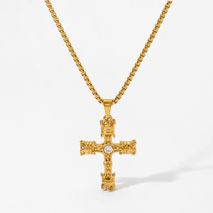 Collar de Acero Inoxidable Moderno con Colgante de Oro Sólido de 14K para Mujeres, Hombres y Niñas - Product Image 1