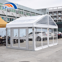Tente transparente de luxe 6x15M 6x20M 6x25M avec porte en verre pour les événements clients vip cinq étoiles