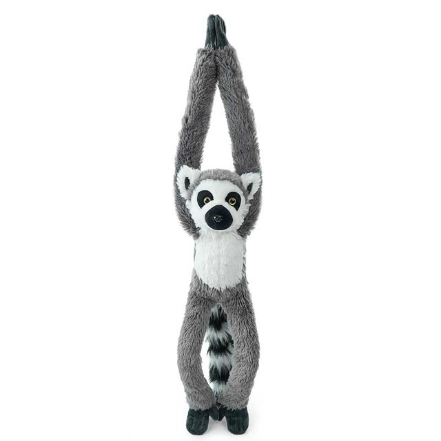 Hanging Ring-tailed Lemur Plush Toy With Velcro Hands Simulation Wild Animal Stuffed Doll Kids Gift Home Decoration