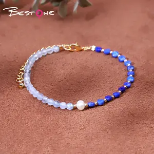 Bestone, pulsera creativa personalizada de cristal de piedra Natural, cuentas facetadas curativas, pulsera de lapislázuli para mujer, venta al por mayor