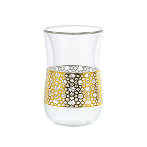 Vaso de Té Turco de Doble Pared de 80 ml, Diseño Dorado y Plateado, Hecho a Mano, Estilo Moderno y Sostenible para Té Negro, <span class=keywords><strong>Chai</strong></span> Árabe, Cultural - Product Image 1