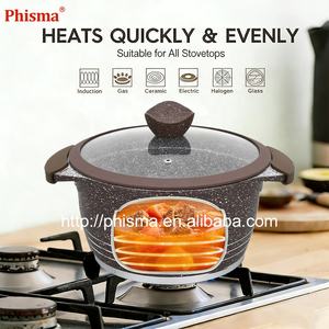 Ensemble de casseroles de luxe en aluminium moulé sous pression antiadhésif pour cuisine, revêtement antiadhésif en marbre haute température, revêtement en granit - Product Image 2