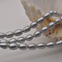 Perles d'eau douce naturelles plaquées argent gris de 7-8 mm, forme de riz, qualité AAAA/AAA, perles en vrac, origine ZHE, sac en OPP pour la fabrication de bijoux