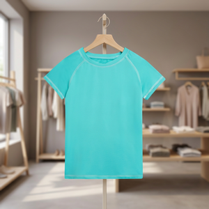 เสื้อยืดออกกำลังกายพรีเมียมสีเทอร์ควอยซ์ แขนสั้นแบบแร็กแลน แห้งเร็ว ระบายอากาศได้ดี ยืดหยุ่น เหมาะสำหรับออกกำลังกาย วิ่ง และฝึกซ้อมสำหรับผู้ชาย - Product Image 4