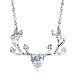 La joyería de la plata esterlina 925 Navidad <span class=keywords><strong>asta</strong></span> de ciervo cabeza colgante collar - Product Image 1