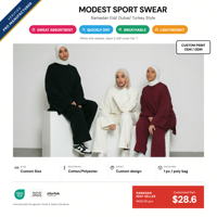 Ensemble de vêtements de sport modestes pour femmes, vêtements de détente islamiques, tunique hijab, pantalon large, séchage rapide, fabricant OEM