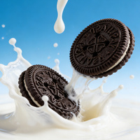 Biscuits sandwichs croustillants à la crème sucrée, saveurs chocolat et café, emballage en boîte, collation pour enfants, vente en gros, 25g par sachet
