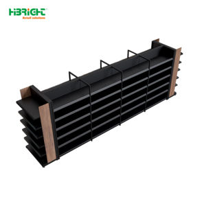 Double-Sided Supermarket <b>Shelf</b> Heavy Duty Retail <b>Display</b> Rack Freestanding Store Shelving <b>Unit</b> with Wooden Panels - Product Image 3