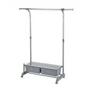 Estante rodante portátil de primera calidad para ropa con cajones de almacenamiento dobles, barra colgante ajustable, organización de armario, entrada para el hogar - Product Image 1