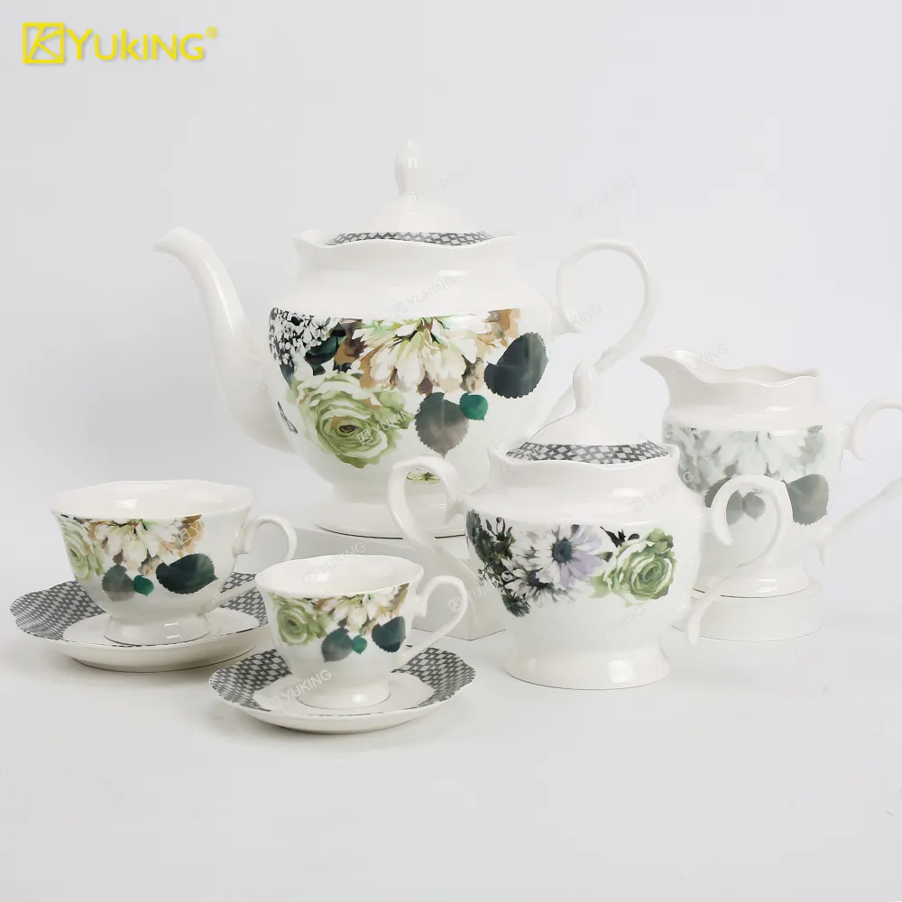 Hot Sale Bone China Servies Set Luxe Europese Elegante Bruiloftsfeest Servies Set Keramische Borden Sets Grijs