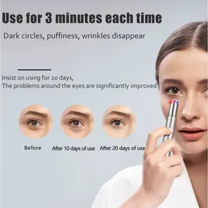 Masajeador de ojos eléctrico antiedad, masaje caliente para eliminar las ojeras, rojo y azul, antiarrugas