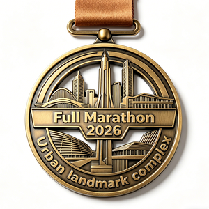 Venta Directa de Fábrica, Medalla 3D Personalizada de Metal Chapada en Oro, Impresión Offset, Cinta Roja y Blanca, Regalo Promocional con Temática Deportiva - Product Image 1