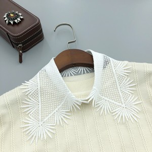 Col de chemise brodé LHY <span class=keywords><strong>en</strong></span> dentelle blanche et noire, motifs rayés <span class=keywords><strong>en</strong></span> dentelle française, détachable, vente <span class=keywords><strong>en</strong></span> gros directe - Product Image 5