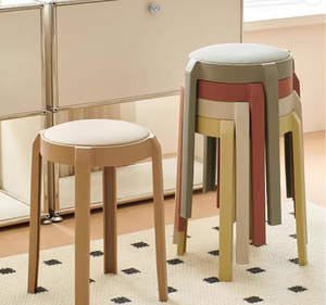 Modern basit ev yuvarlak plastik dışkı restoran oturma odası eğlence için yumuşak ve istiflenebilir-osmanlılar - Product Image 1