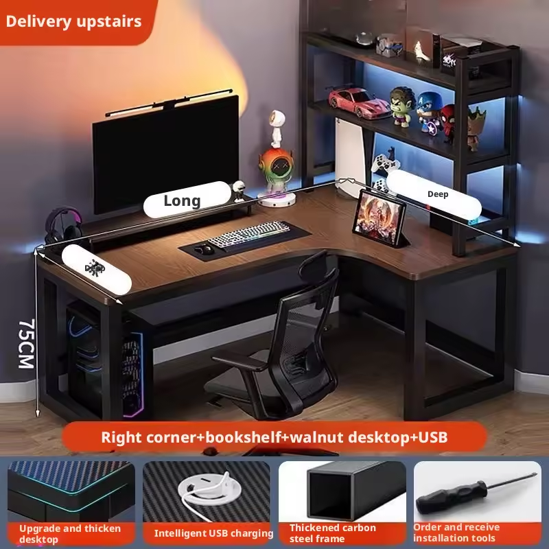 [Right turn] Bookshelf + Walnut Desktop + USB