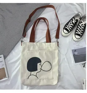 Tas Kanvas Wanita Daur Ulang Tas Pantai Kanvas dengan Logo Cetak Kustom - Product Image 4