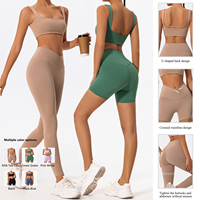 Ensemble de yoga 2 pièces personnalisé pour femme : soutien-gorge et leggings à maintien élevé, respirant, uni, doux et séchage rapide pour le Pilates et l'entraînement