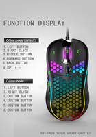 D-110 Mouse Gaming Optik RGB Berkabel USB Berkinerja Tinggi, Mouse Gaming Portabel Berwarna-warni dengan Desain Berongga untuk Desktop, Ergonomis untuk Tangan Kanan