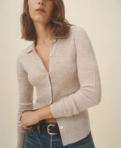 Cardigan en tricot <span class=keywords><strong>chaud</strong></span> pour <span class=keywords><strong>femme</strong></span>, col rabattu personnalisé, mélange de laine, manches longues, sexy, ODM OEM, avec boutons - Product Image 3