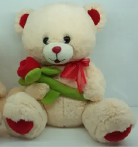 wholesale golden supplier teddy bear with valentines rose custom beautiful bear valentine gift for girlfriend